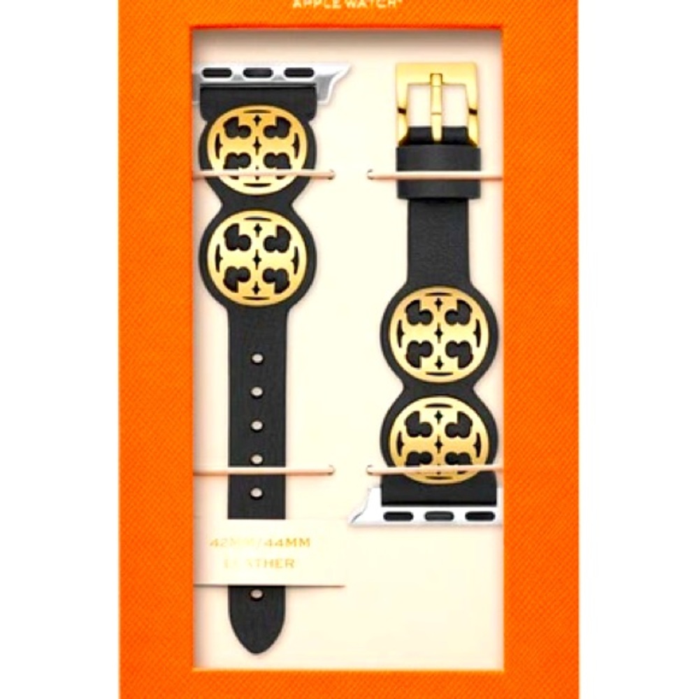 NEW TORY BURCH MILLER BAND FOR APPLE WATCH BLACK LEATHER 42 MM - 44 MM TBS0037L